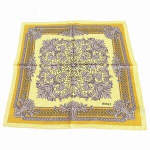 Versace Silk Mini Scarf Baroque Pattern Yellow Size 42 X 42cm (16.54in) Ladies